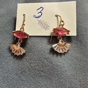YSM Designs Art Deco Inspired Gold and Pink Crystal Earrings